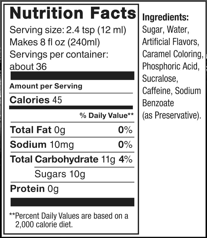 dr pete Nutrition Label