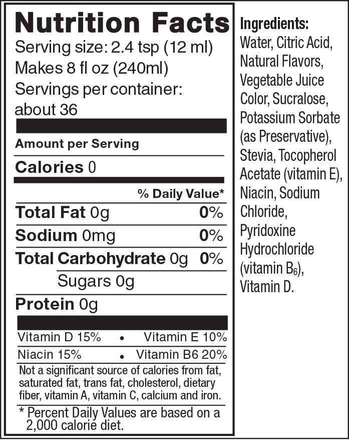 zero strawberry watermelon Nutrition Label